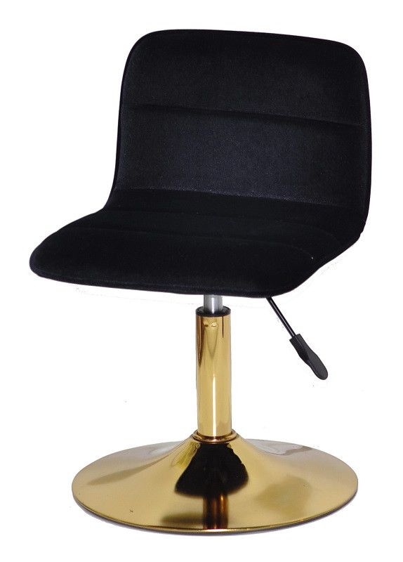 Стілець Real GD-Base чорний велюр на золотій круглій нозі-опорі з регулюванням висоти сидіння, фото 1