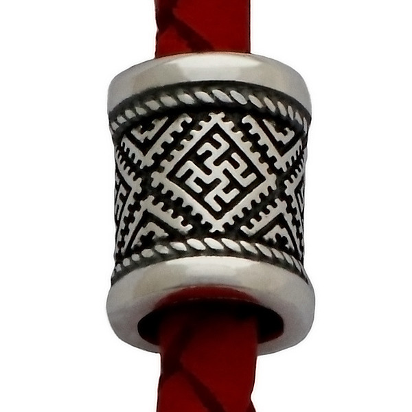 Срібна намистина Одолень Трава Перунів Цвіт - слов'янський оберіг зі срібла 925 (10 х 8 мм, 2 г)