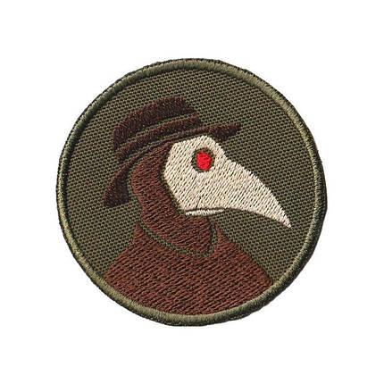 Вишитий шеврон "Plague doctor Чумний лікар" на липучці (олива), фото 1