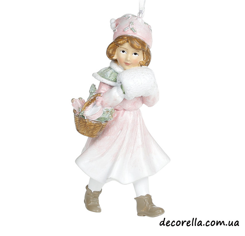 Підвіска "Дівчинка з корзиною та муфтою" 12 см., фото 1