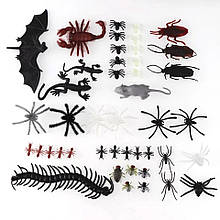 Декор на Хеллоуїн штучі комахи, тварини - в наборі 44 шт., розмір різний, пластик