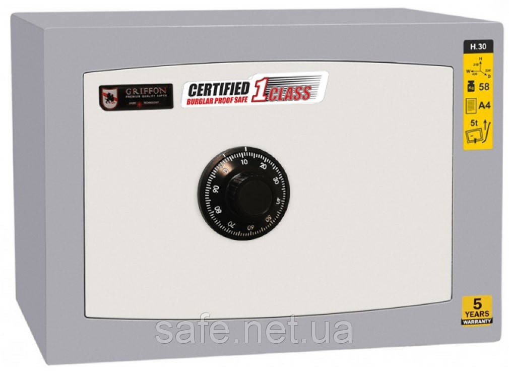 Сейф зламостійкий Griffon H.30.С (ВxШxГ:310x435x324), 1 клас, сейф проти зламу, сейф для грошей, сейф надійний