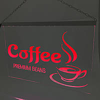 Светодиодная Лед вывеска Кофе Красная (Табличка Coffee Led)