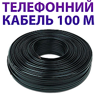 Телефонный кабель Cablexpert, черный, четырехжильный, CCS, бухта 100 м