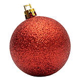 Набір ялинкових куль з верхівкою в коробці у формі ялинки, 18 шт, D5-6 см, червоний, пластик (030811-3), фото 8