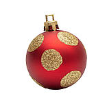 Набір ялинкових куль з верхівкою в коробці у формі ялинки, 18 шт, D5-6 см, червоний, пластик (030811-3), фото 4
