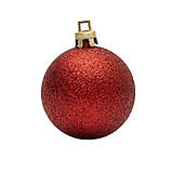 Набір ялинкових куль з верхівкою в коробці у формі ялинки, 18 шт, D5-6 см, червоний, пластик (030811-3), фото 7