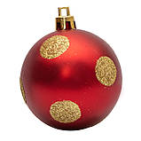 Набір ялинкових куль з верхівкою в коробці у формі ялинки, 18 шт, D5-6 см, червоний, пластик (030811-3), фото 9