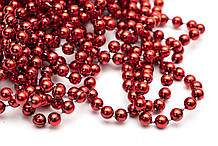 Намисто на ялинку, 6 мм х 6 м, новорічна прикраса червоне (250485)