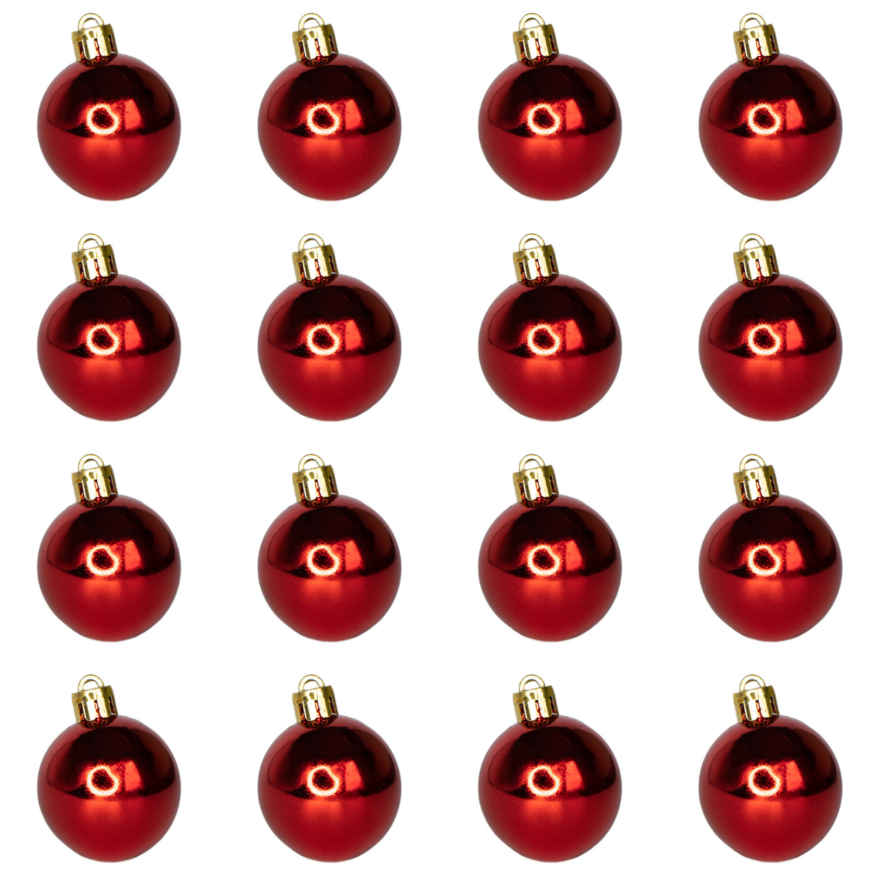 Набір ялинкових куль, 16 шт, D4 см, червоний, глянець, пластик (250874), фото 1