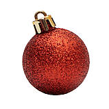 Набір ялинкових куль, 16 шт, D4 см, червоний, гліттер, пластик (250898), фото 2