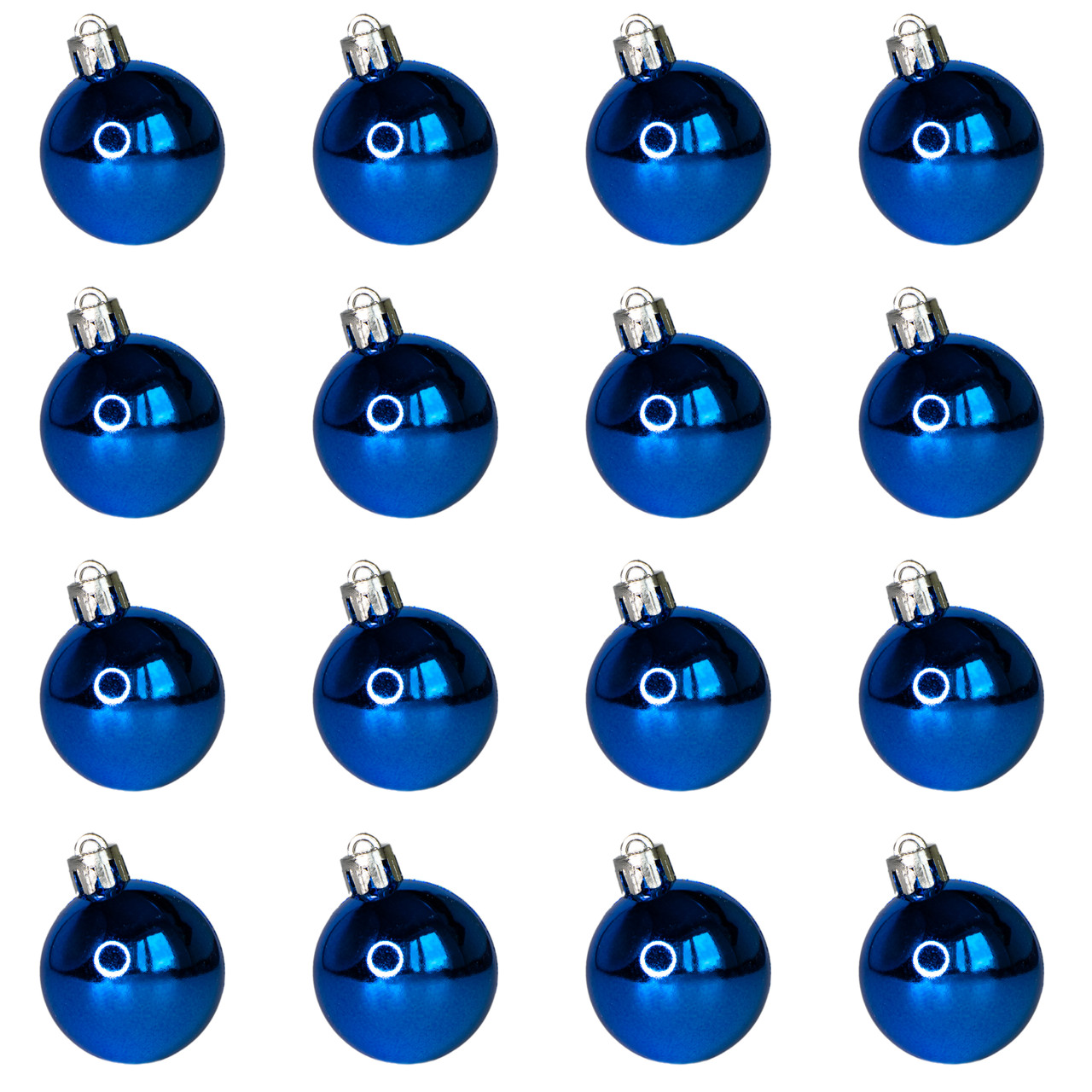 Набір ялинкових куль, 16 шт, D4 см, синій, глянець, пластик (250911), фото 1