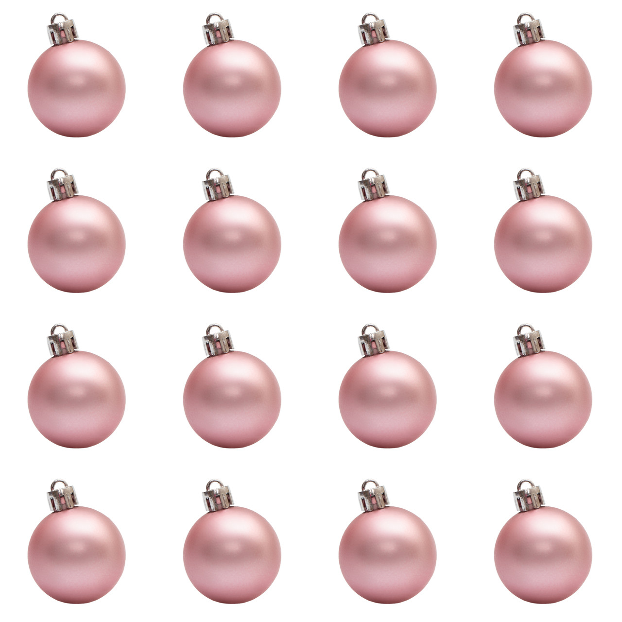Набір ялинкових куль, 16 шт, D4 см, рожевий, матовий, пластик (251000), фото 1