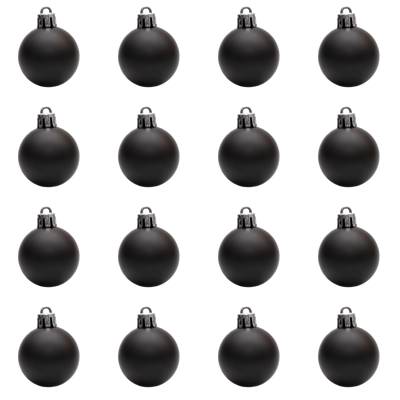 Набір ялинкових куль, 16 шт, D4 см, чорний, матовий, пластик (251031), фото 1