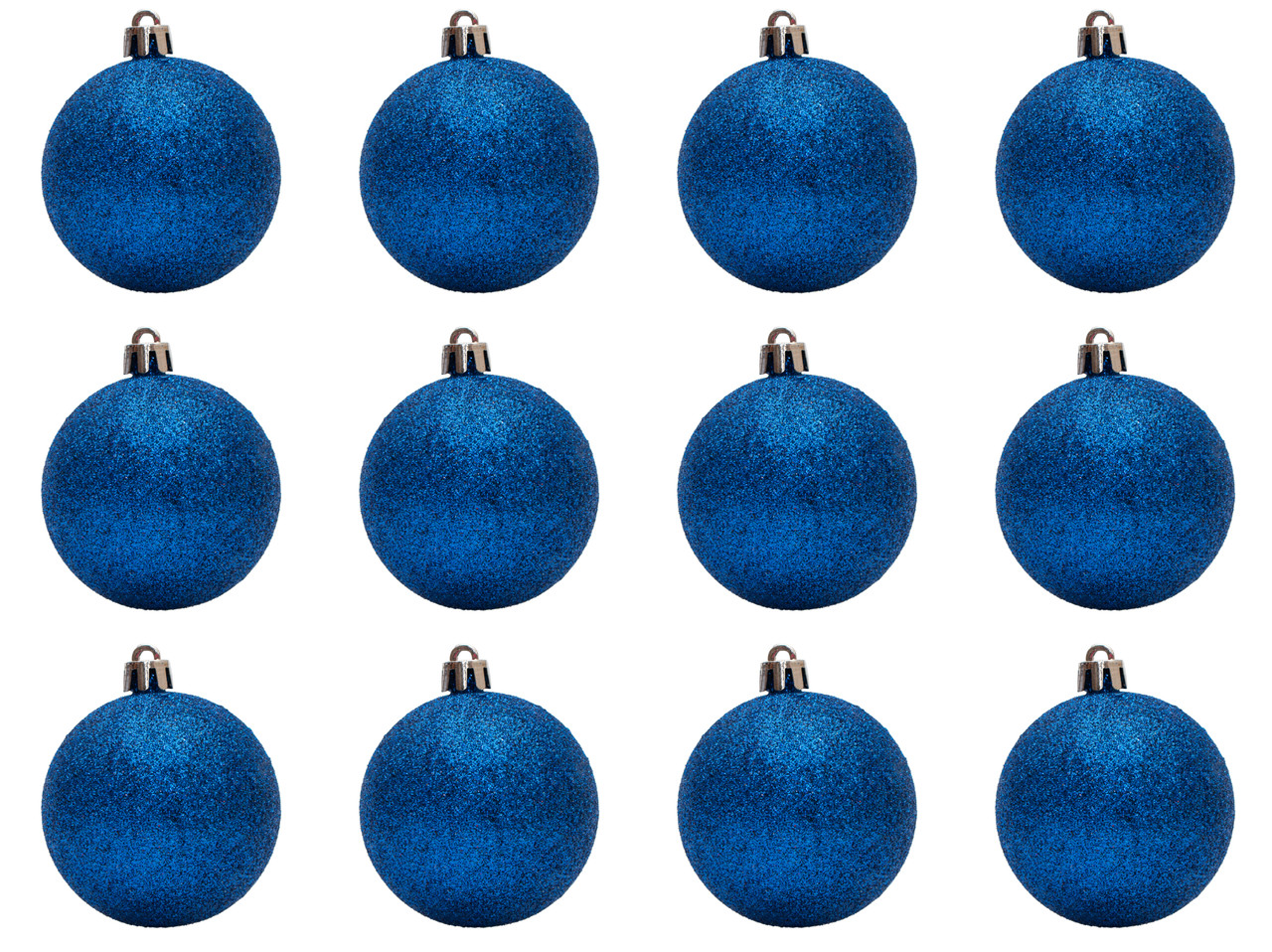 Набір ялинкових куль, 12 шт, D6 см, синій, гліттер, пластик (251055), фото 1