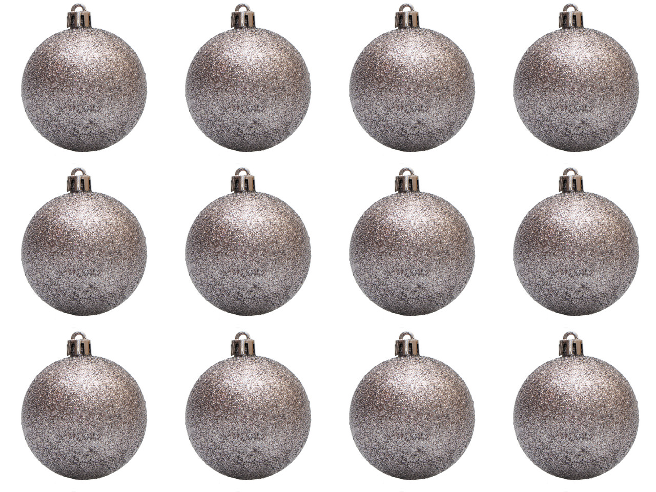 Набір ялинкових куль, 12 шт, D6 см, сірий, гліттер, пластик (251178), фото 1