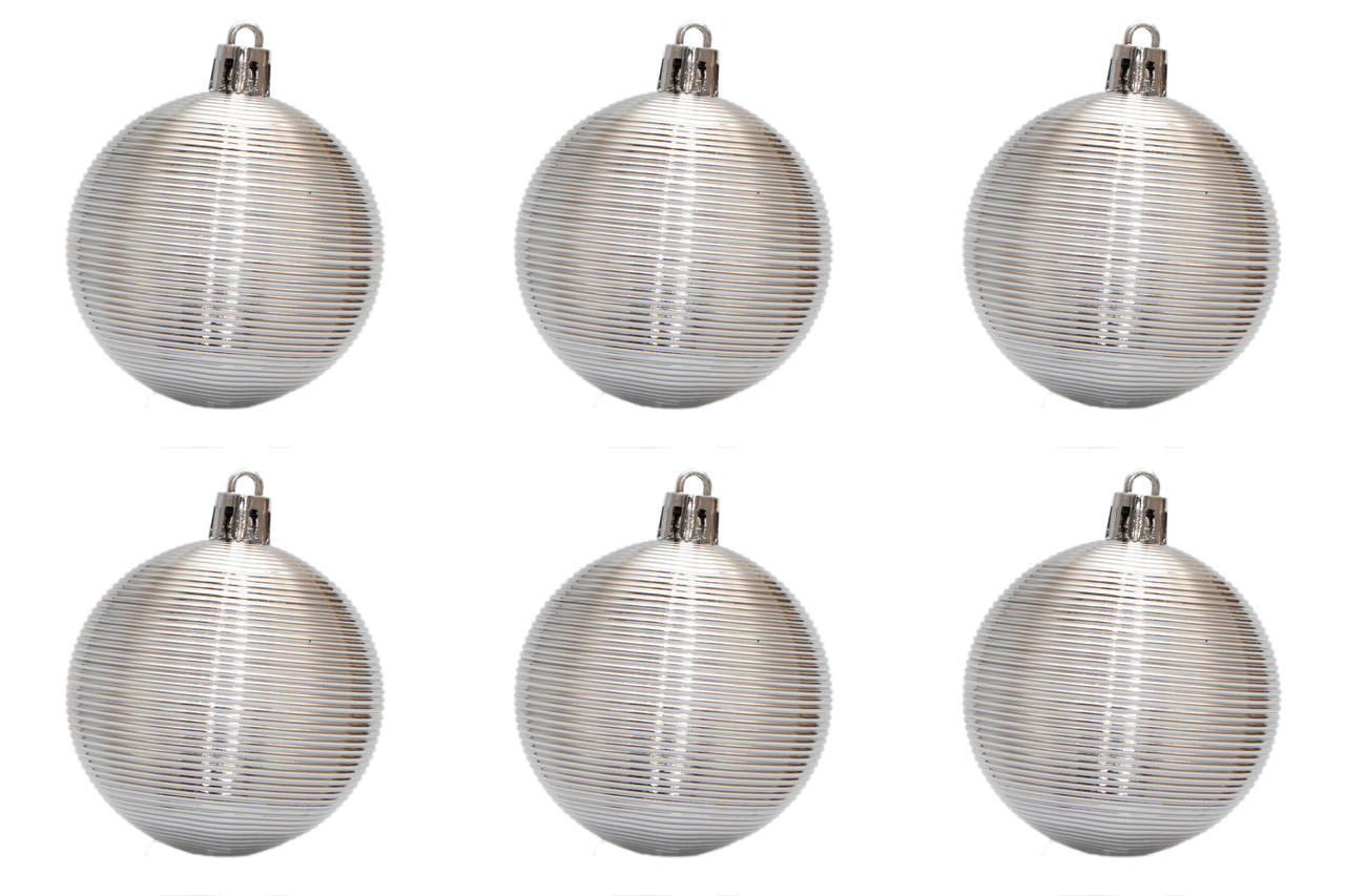 Набір ялинкових куль 6 шт, D6 см, сріблястий, глянець, пластик (891718), фото 1