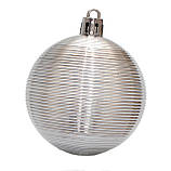 Набір ялинкових куль 6 шт, D6 см, сріблястий, глянець, пластик (891718), фото 2
