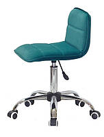 Стілець Real CH-Office зелений 1003 велюр на хромо-хрестині з колесами, регулювання висоти сидіння, фото 2