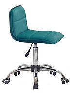 Стілець Real CH-Office зелений 1003 велюр на хромо-хрестині з колесами, регулювання висоти сидіння, фото 5