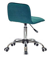 Стілець Real CH-Office зелений 1003 велюр на хромо-хрестині з колесами, регулювання висоти сидіння, фото 4
