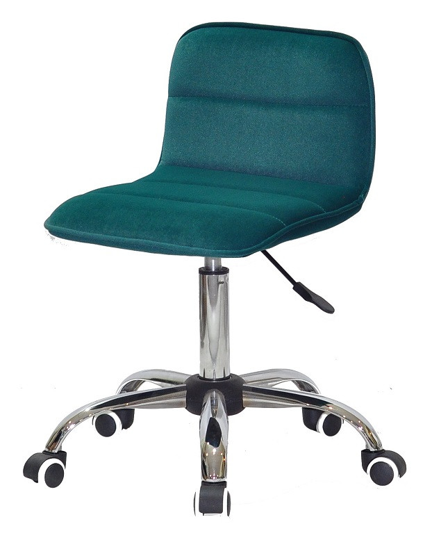 Стілець Real CH-Office зелений 1003 велюр на хромо-хрестині з колесами, регулювання висоти сидіння, фото 1