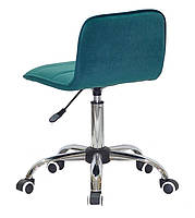 Стілець Real CH-Office зелений 1003 велюр на хромо-хрестині з колесами, регулювання висоти сидіння, фото 6