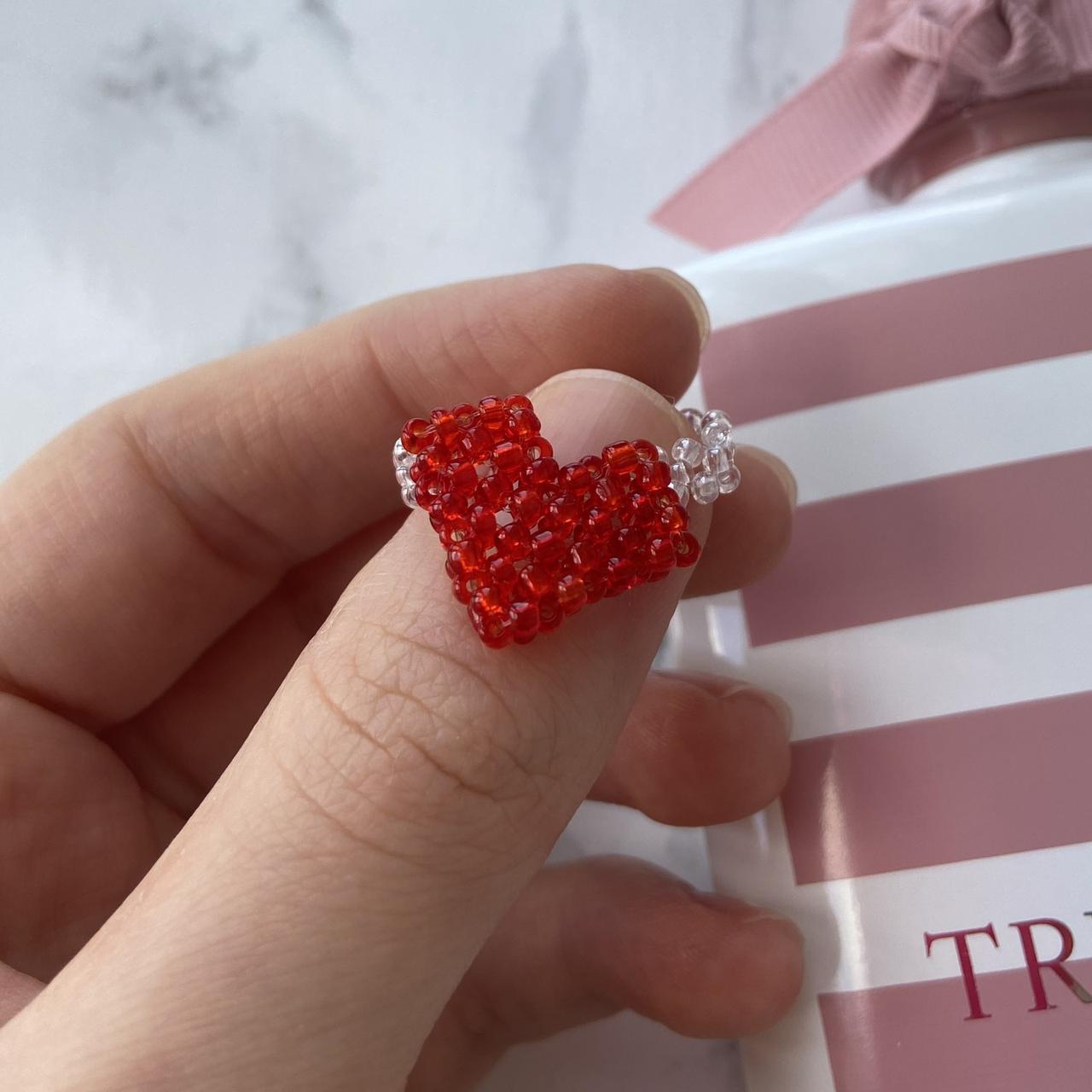 Купить Кольцо из бисера сердце, цена 60 ₴ — Prom.ua (ID#1461148758)