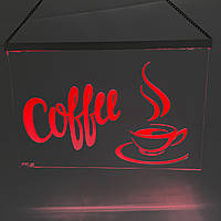 Светодиодная Лед вывеска Кофе Красная (Табличка Coffee Led)