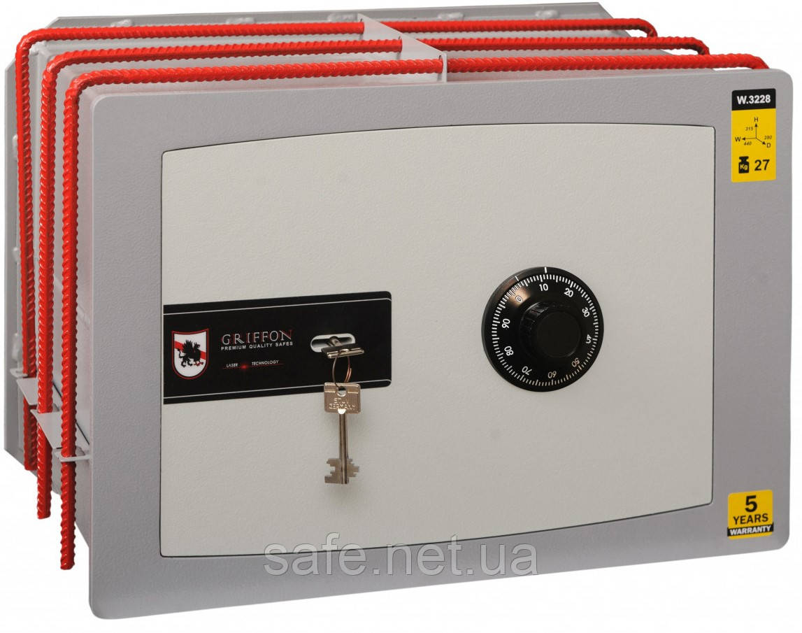 Сейф вбудований у стіну Griffon W.3228.K.C (ВxШxГ:315x440x280), сейф у стіну, сейф-мийкач, сейф для дому