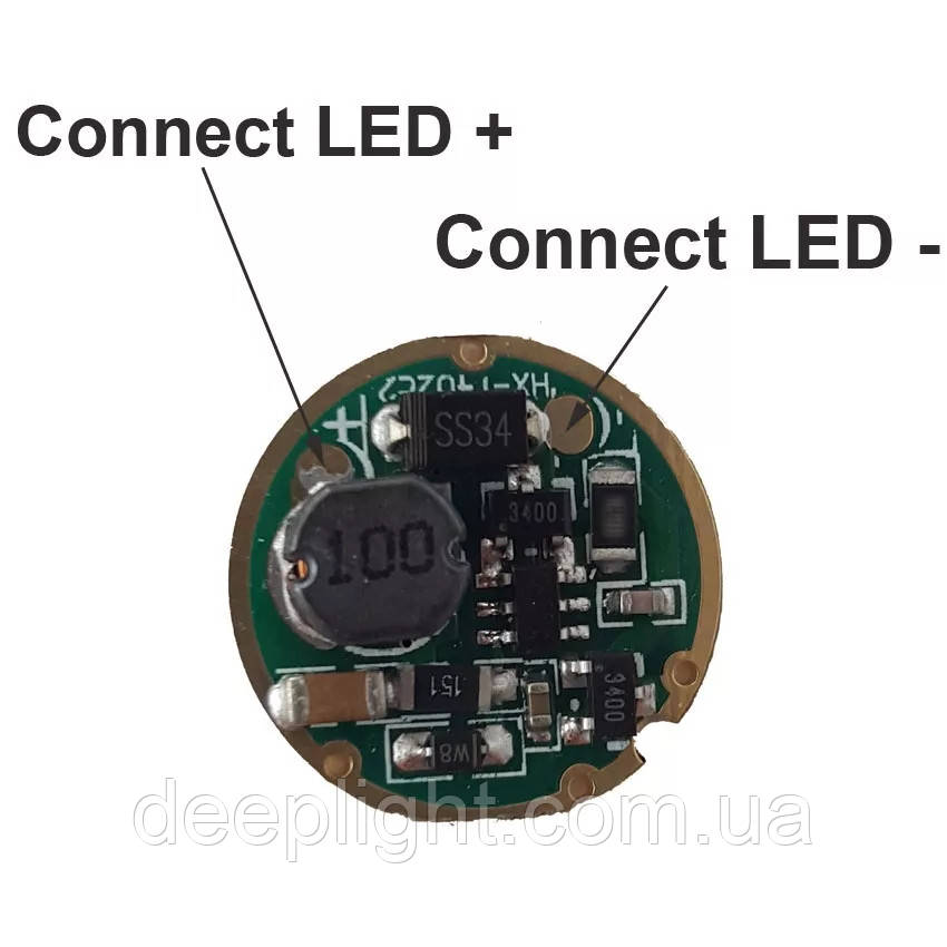 Драйвер LED 1 режим 1А XML XPL T6 17мм 3-12.6