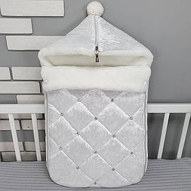 Зимовий конверт на виписку з оксамиту / зимовий чохол в коляску / конверт-чохол для новонародженого