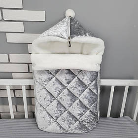 Зимовий конверт на виписку з оксамиту / зимовий чохол в коляску / конверт-чохол для новонародженого