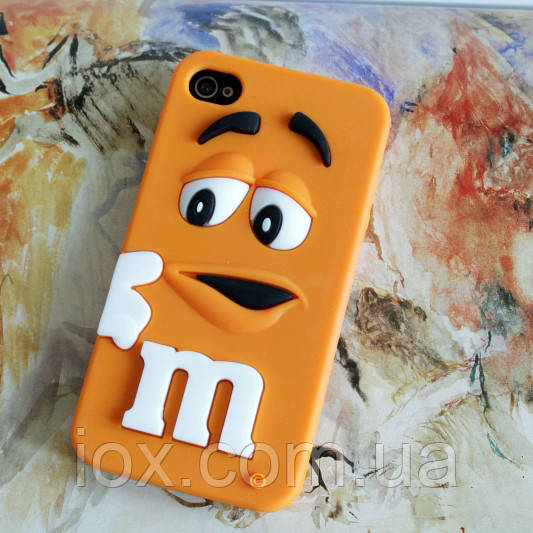 Силіконовий помаранчевий чохол M&m's для Iphone 4/4S