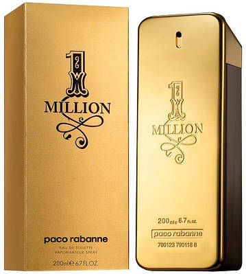 Туалетна вода для чоловіків Paco Rabanne 1 Million 200ml, солодкі деревні пряні парфуми Пако Рабан 1 мільйон