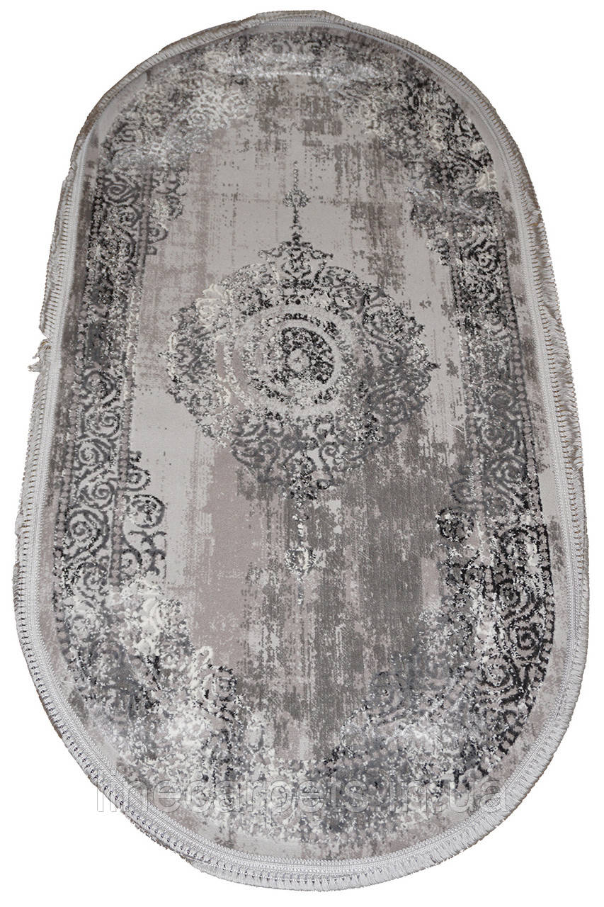 Сучасний овальний килим LEVADO 03710A LIGHT GREY/WHITE