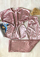 Женская велюровая пижама персик