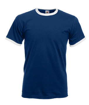 Чоловіча футболка темно синій з білими манжетами 168-22