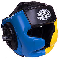 Шлем боксерский закрытый с полной защитой ZELART BO-2886 синий-желтый