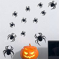 Павуки на Хелловін набір 12 штук чорний