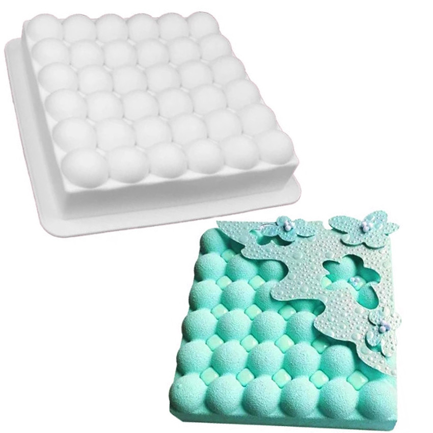 Силіконова форма для європейських десертів Напівсфери в квадрати 21*21 см, фото 1