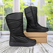 Чобітки жіночі зимові дутіки чорні еко шкіра середньої висоти Paolla 2651