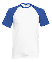 Мужская футболка хлопок белая с синими рукавами 026-AW
