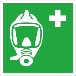 Знак безпеки Аварійно-рятувальний дихальний пристрій ДСТУ EN ISO 7010: 2019 (метал, пластик, плівка)