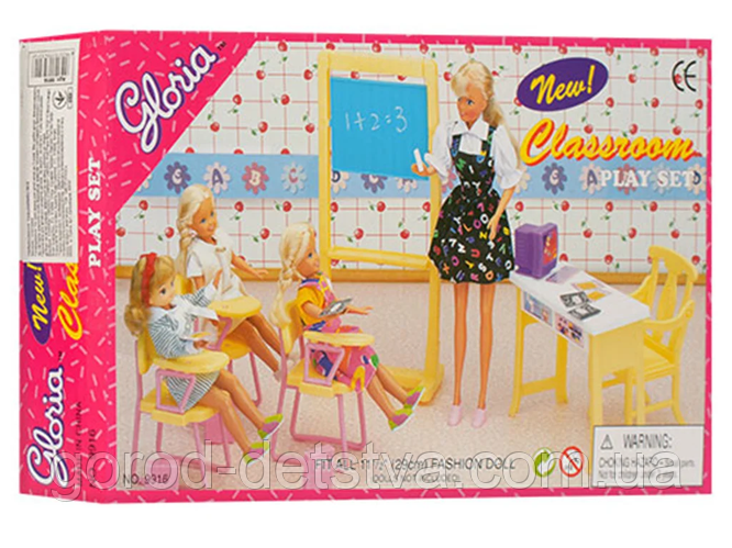 Кукольная мебель Gloria Школа 9916 в комплекте Стол и стул учителя ...