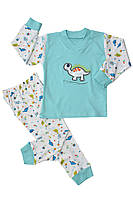 Пижама демисезонная для мальчика, интерлок пенье, рисунок Динозавр, БОМА (размер 104)