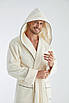 Турецький Махровий Халат Чоловічий Nusa Exclusive з капюшоном кремовий, фото 3