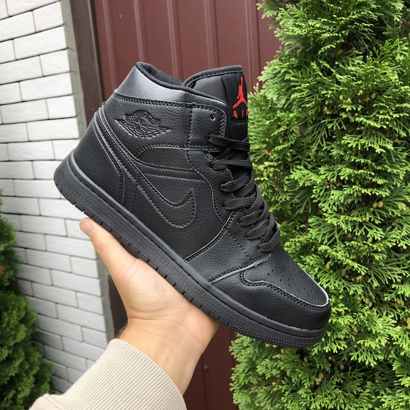 Чоловічі кросівки Nike Air Jordan шкіряні високі чорні
