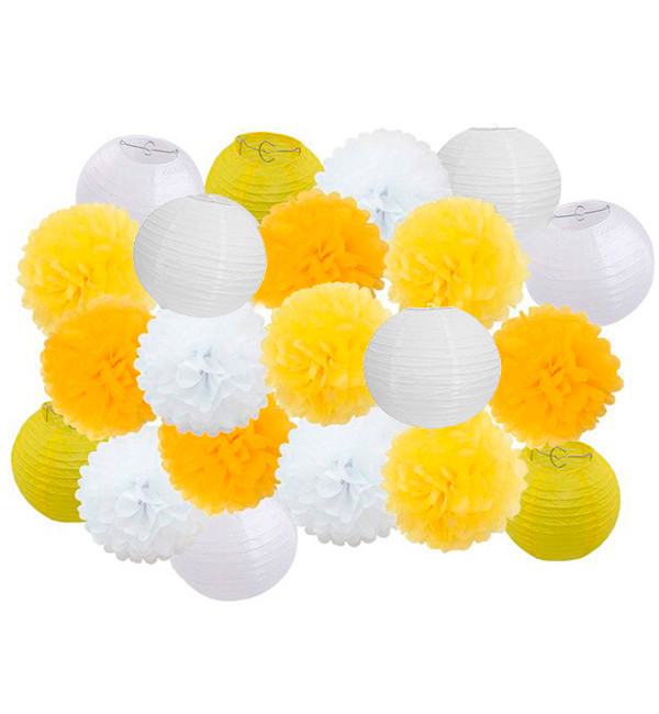 Святковий декор "Yellow and white" набір 21 шт, розмір - 25 см