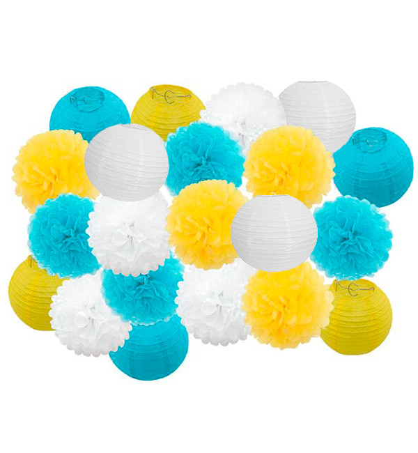 Святковий декор "Yellow and light blue" набір 21 шт, розмір - 25 см